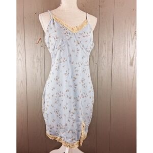 Y2K Mesh Dress Extra Large Blue Babydoll Floral Feminine Fairy Cottage